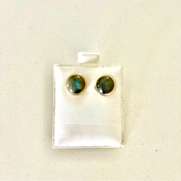 Sterling Silver 925 Labradorite Cabachon Earrings - Picture 1 of 7